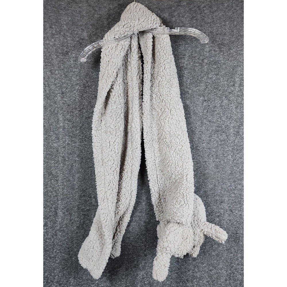 Lemon Cozy Scarf & Mitten Set Women OS Moonbeam Grey Sherpa Fleece NWT